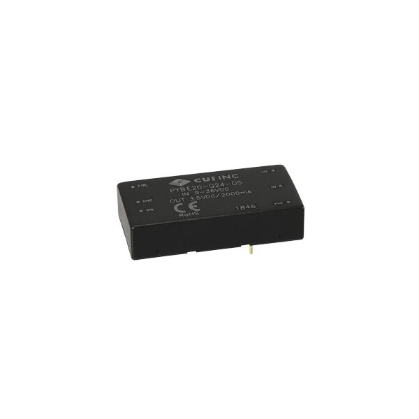 Cui Inc DC to DC Converter, 48V DC to 15/ -15V DC, 10VA, 0 Hz - PYBE20-Q48-D15