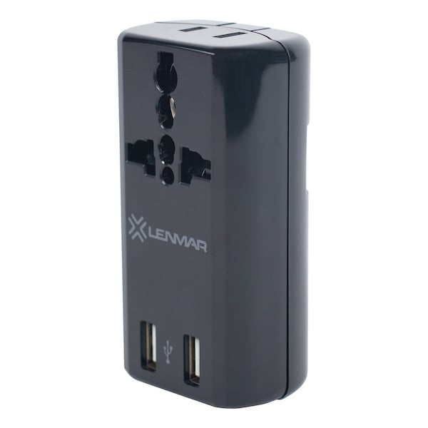 Lenmar Ultra-Compact All-in-One Travel Adapter with USB Port, Black - AC150USBK