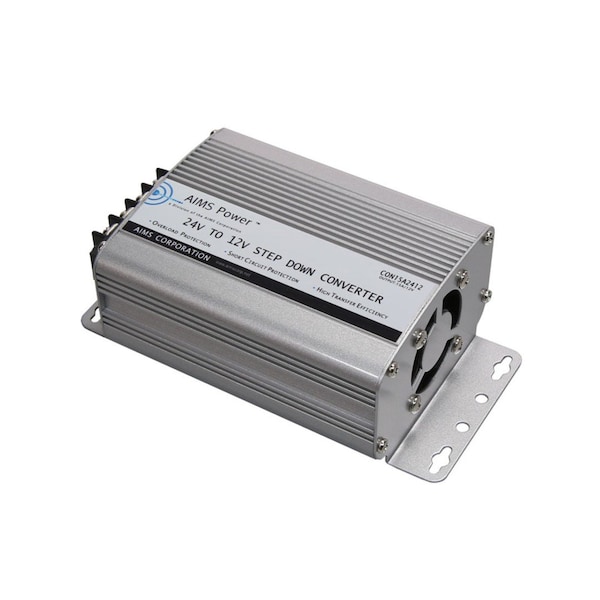 Aims Power DC to DC Converter, 24V DC to 12V DC, 0 Hz, Aluminum - CON15A2412