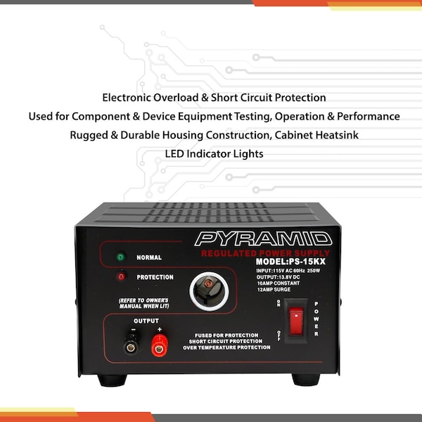 Pyramid AC to DC Converter, 115V AC to 13.8V DC, 60 Hz - PS15K.5
