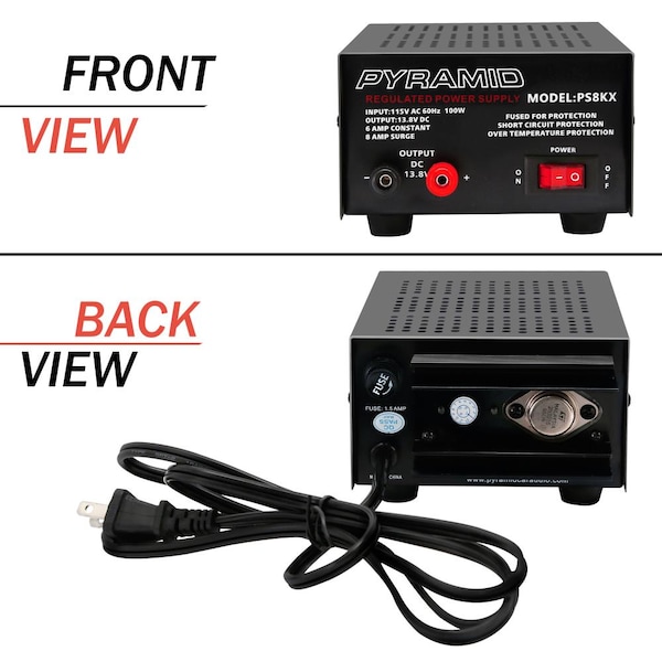 Pyramid AC to DC Converter, 115V AC to 13.8V DC, 60 Hz - PS8KX