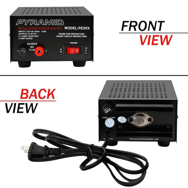 Pyramid AC to DC Converter, 115V AC to 13.8V DC, 60 Hz - PS3KX