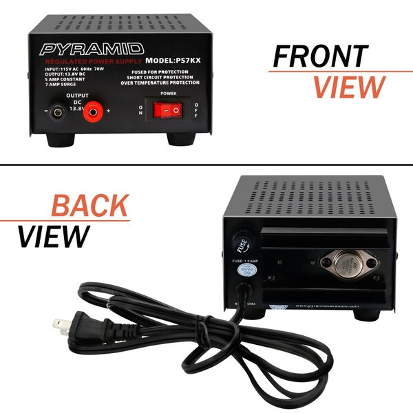 Pyramid AC to DC Converter, 115V AC to 13.8V DC, 60 Hz - PS7KX