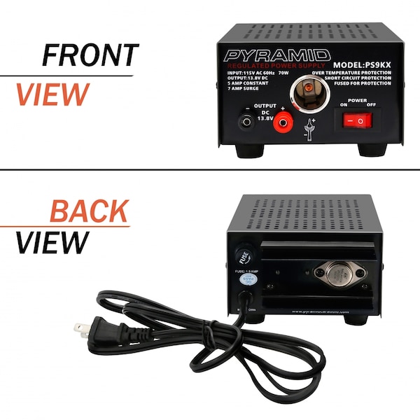 Pyramid AC to DC Converter, 115V AC to 13.8V DC, 60 Hz - PS9KX