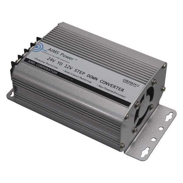 Aims Power DC to DC Converter, 24V DC to 12V DC, 0 Hz, Aluminum - CON30A2412