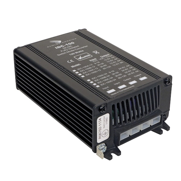 Samlex America DC to DC Converter, 20-35V DC to 12.5V DC, 100VA, 0 Hz, Quick Disconnects - IDC-100B-12