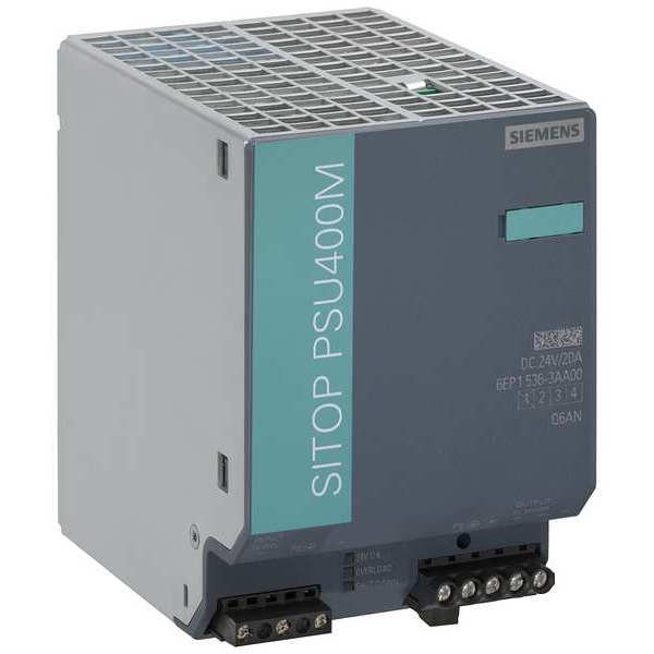 Siemens DC to DC Converter, 600V DC to 24V DC, 480VA, 0 Hz, DIN Rail - 6EP15363AA00