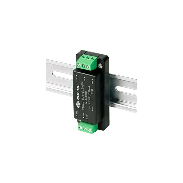 Cui Inc DC to DC Converter, 48V DC to 24V DC, 10VA, 0 Hz, DIN Rail - PYB10-Q48-S24-DIN