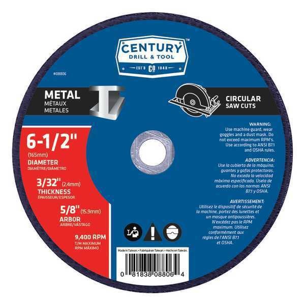 Hoja de corte de metal de Century Drill & Tool, 6-1/2x3/32in, Tipo 1A - 08806