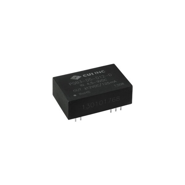 Cui Inc DC to DC Converter, 12V DC to 15/ -15V DC, 3VA, 0 Hz - PQB3-D12-D15-D