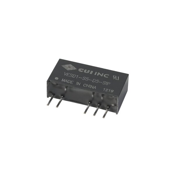 Cui Inc DC to DC Converter, 12V DC to 5/-5V DC, 1VA, 0 Hz - VESD1-S12-D5-SIP