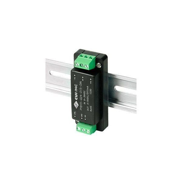 Cui Inc DC to DC Converter, 48V DC to 15/ -15V DC, 15VA, 0 Hz, DIN Rail - PYB15-Q48-D15-DIN