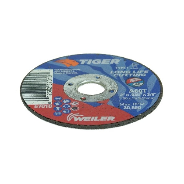 Weiler 2 "x .035" TIGER AO Tipo 1 Rueda de corte, A60T, 3/8 "A.H. - 57010