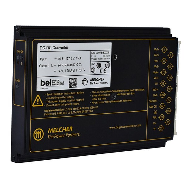 Bel Power Solutions DC to DC Converter, 16.8-137.5V DC to 5.1V DC, 184VA, 0 Hz, Chassis - HP1001-9RTG