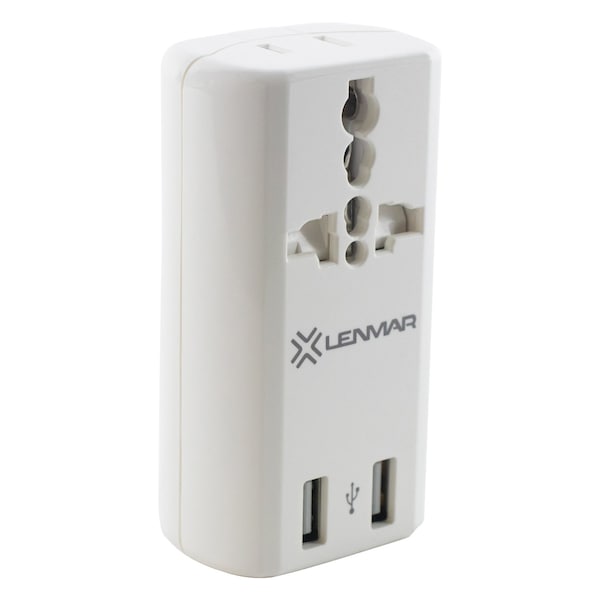 Lenmar Ultra-Compact All-in-One Travel Adapter with USB Port, White - AC150USBW