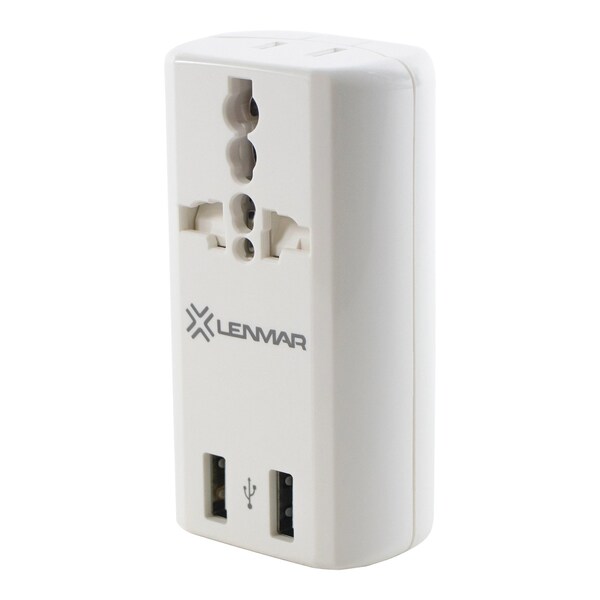 Lenmar Ultra-Compact All-in-One Travel Adapter with USB Port, White - AC150USBW