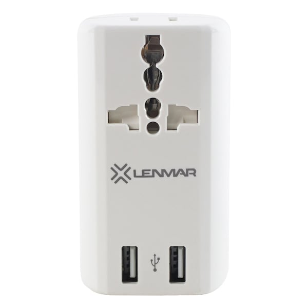 Lenmar Ultra-Compact All-in-One Travel Adapter with USB Port, White - AC150USBW