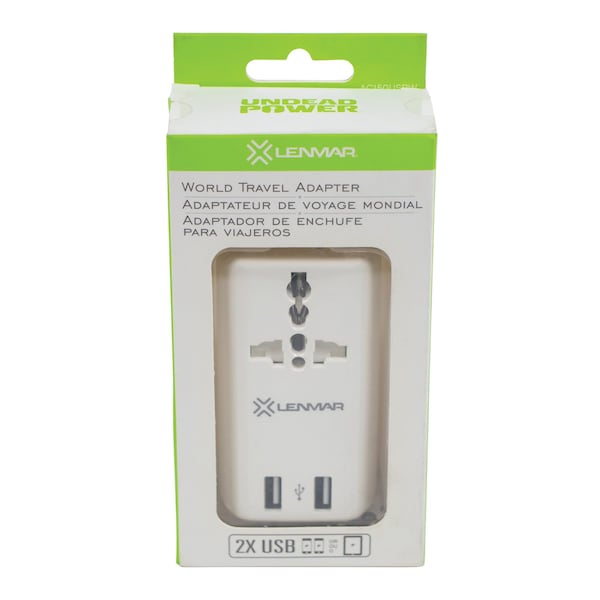 Lenmar Ultra-Compact All-in-One Travel Adapter with USB Port, White - AC150USBW