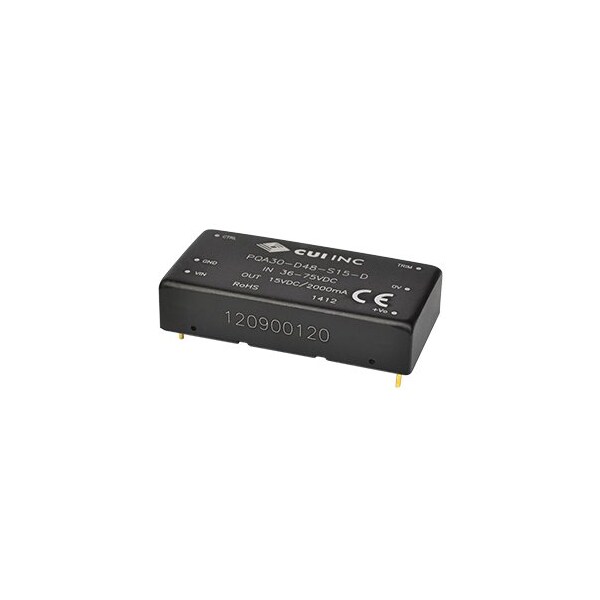 Cui Inc DC to DC Converter, 48V DC to 24V DC, 30VA, 0 Hz - PQA30-D48-S24-D