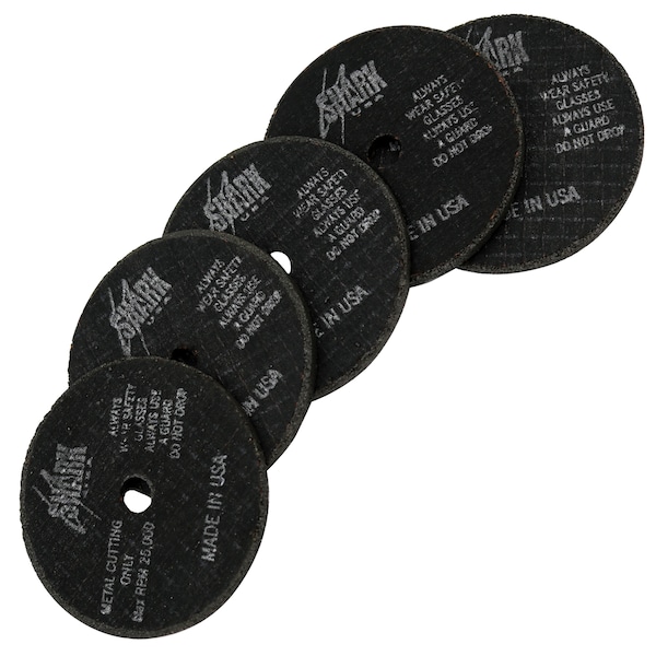 Ruedas de corte de circonia Shark Industries de 3" x 3/16" x 3/8" - Paquete de 5 - 12659