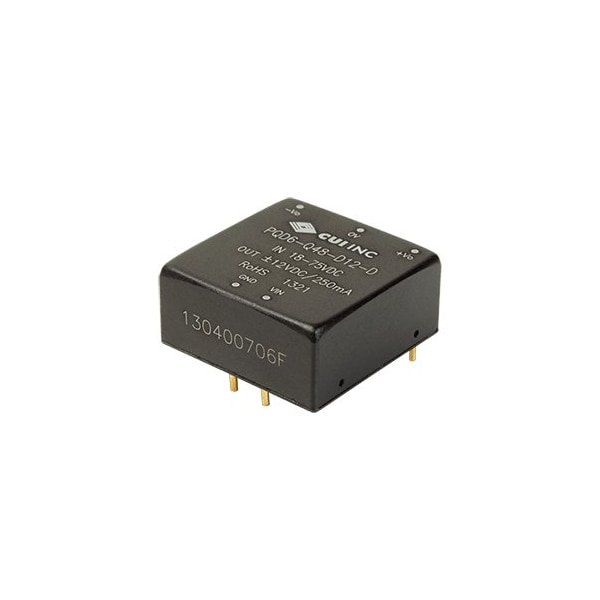 Cui Inc DC to DC Converter, 48V DC to 15V DC, 6VA, 0 Hz - PQD6-Q48-S15-D