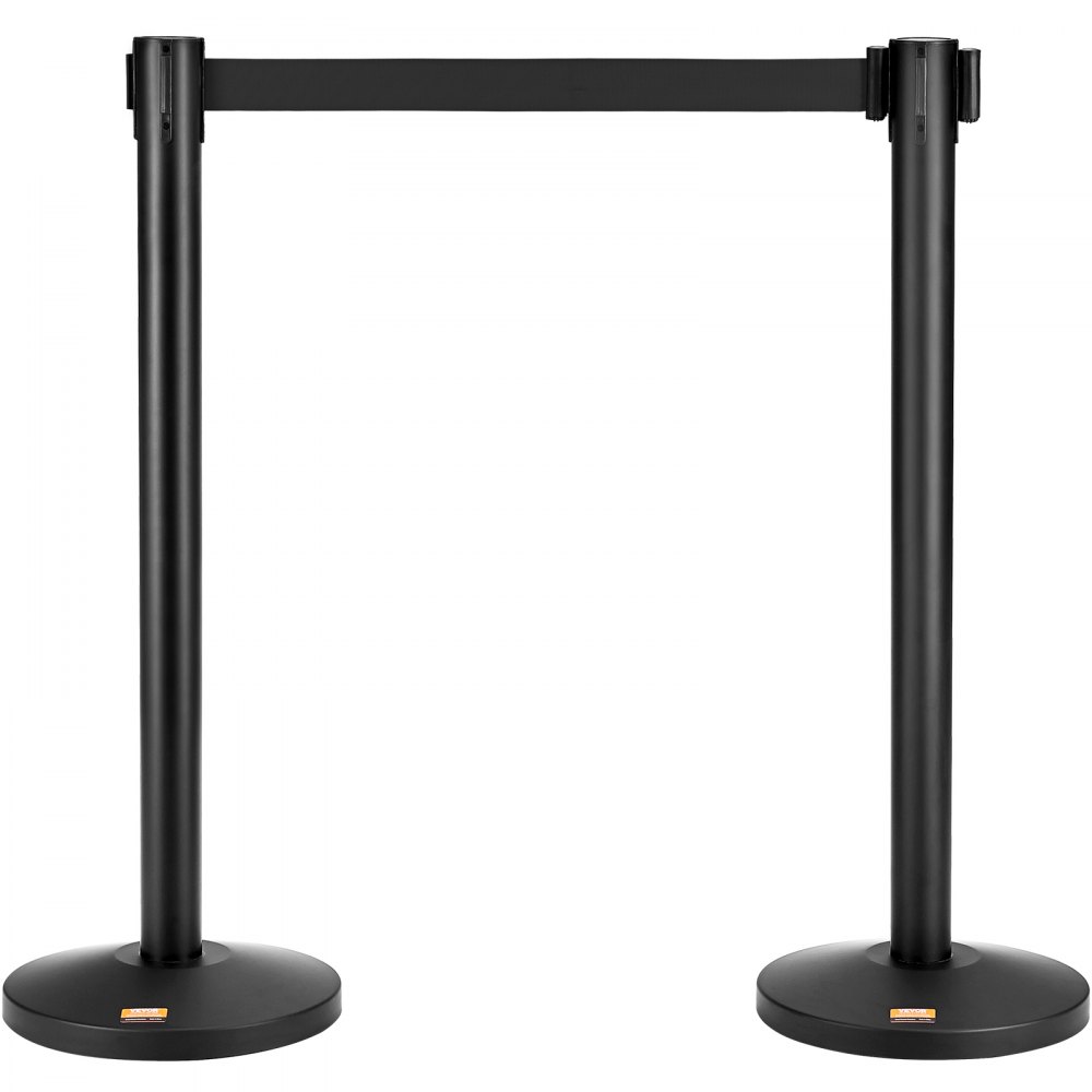VEVOR Crowd Control Stanchions, 2-Pack Crowd Control Barriers, Carbon Steel Baking Painted Stanchion Queue Post with 11FT Black Retractable Belt, Belt Barriers Line Divider for Exhibition, Airport - ZGGLZHSTZX2J6KF5TV0