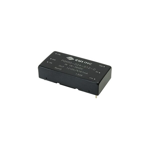 Cui Inc DC to DC Converter, 24V DC to 15V DC, 50VA, 0 Hz - PQA50-D24-S15-D