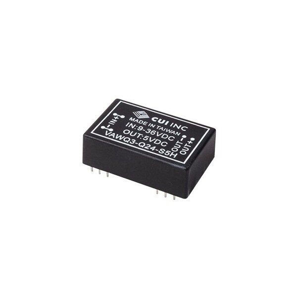 Cui Inc DC to DC Converter, 48V DC to 5V DC, 3VA, 0 Hz - VAWQ3-Q48-S5H