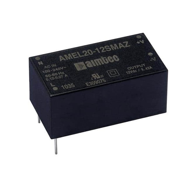 Aimtec AC/DC to DC Converter, 90-264V AC/130-370V DC to 3.3V DC, 13.2VA, 47 to 440 Hz, Plastic - AMEL20-3.3SMAZ