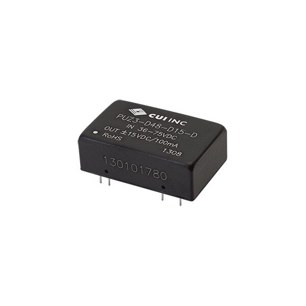Cui Inc DC to DC Converter, 5V DC to 5/ -5V DC, 3VA, 0 Hz - PUZ3-D5-D5-D