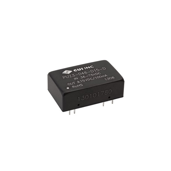 Cui Inc DC to DC Converter, 5V DC to 5/ -5V DC, 3VA, 0 Hz - PUZ3-D5-D5-D