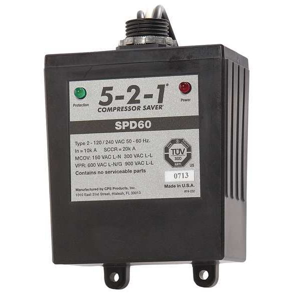 5-2-1 Compressor Saver Surge Protection Device, 1 Phase, 120/240V, 2 Poles, 2 Wires - SPD60