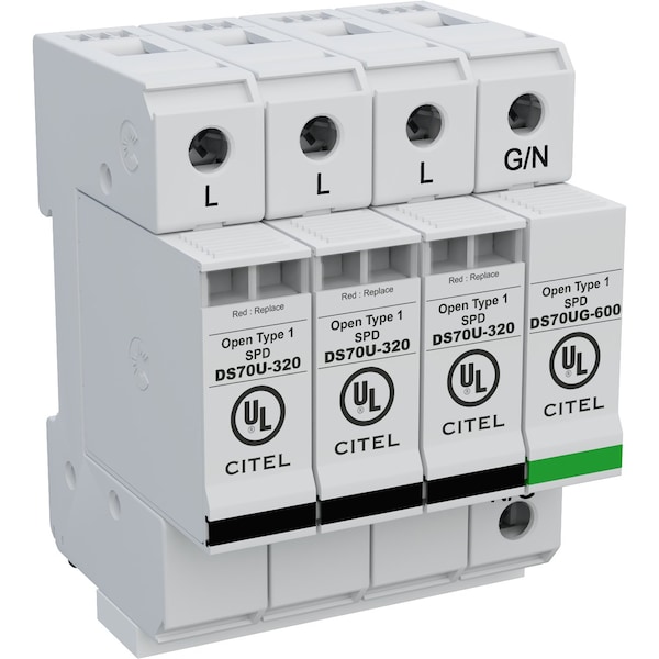 Citel Surge Protection Device, 3 Phase, 120/208/240V, 4 Wires - DS74US-240Y/G