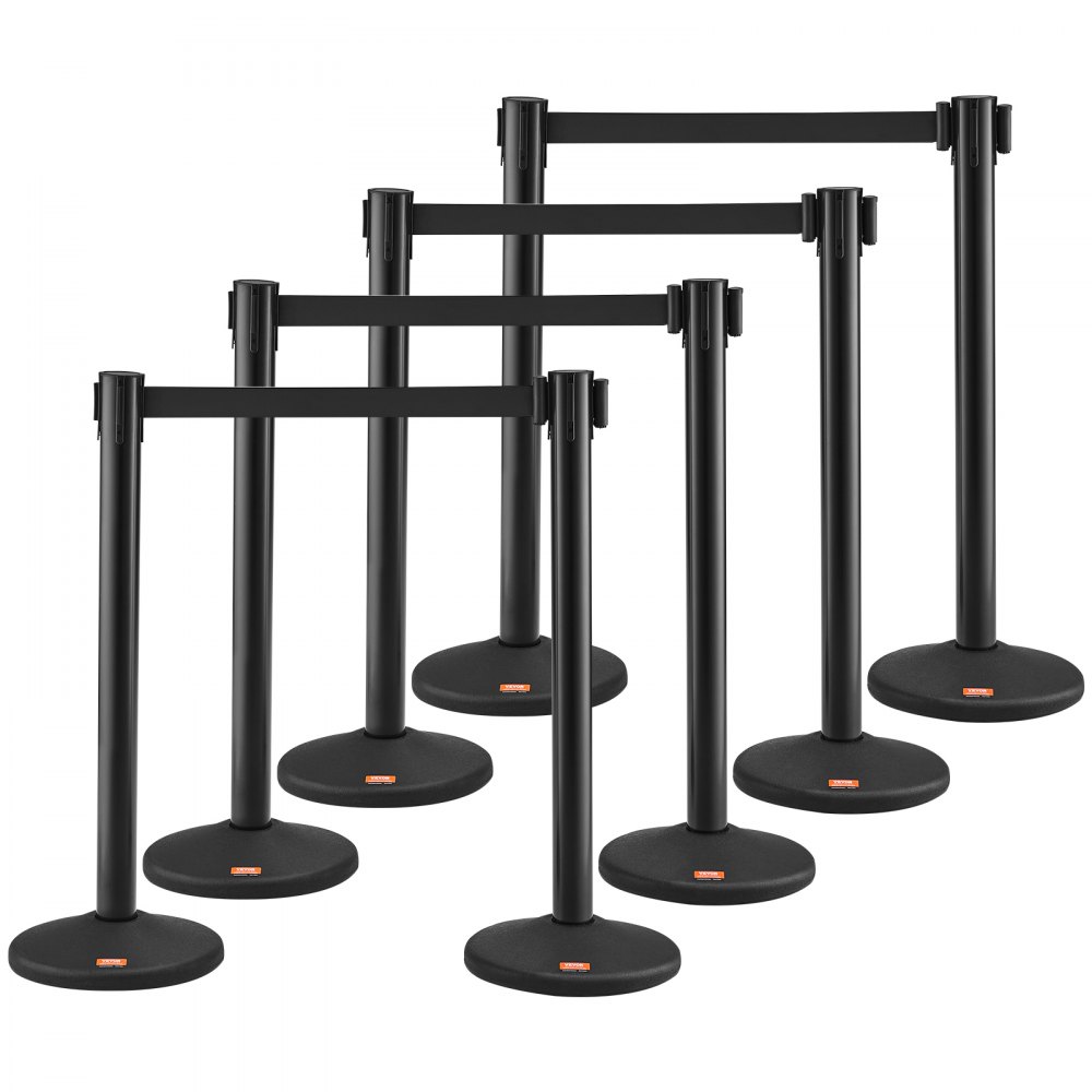 VEVOR Crowd Control Stanchions, 8-Pack Crowd Control Barriers with 4PCS 6.5FT Black Retractable Belts, Plastic Stanchion Queue Post, Belt Barriers Line Divider Stanchion Set for Airport, Exhibition - ZGGLZHSSLZX8P4SHVV0