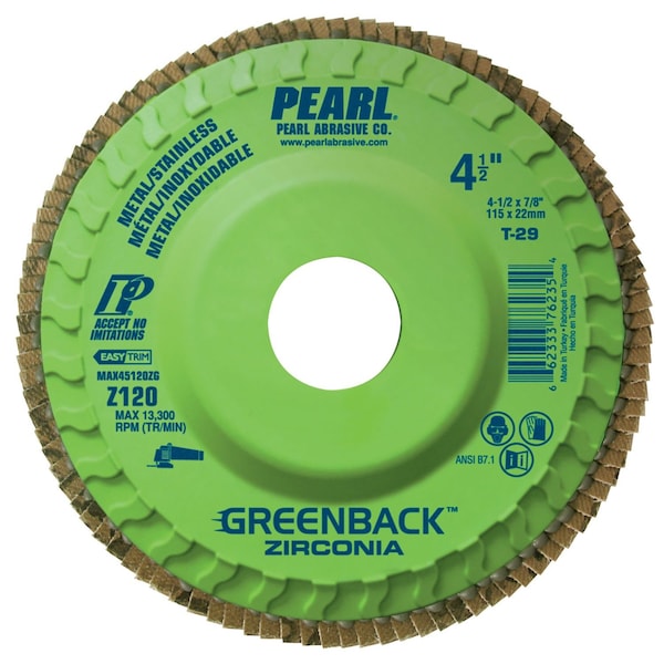 Disco de aletas recortable Maxidisc Pearl Greenback ZC 4-1/2 x 7/8 Z-120 T-29 - MAX45120ZG