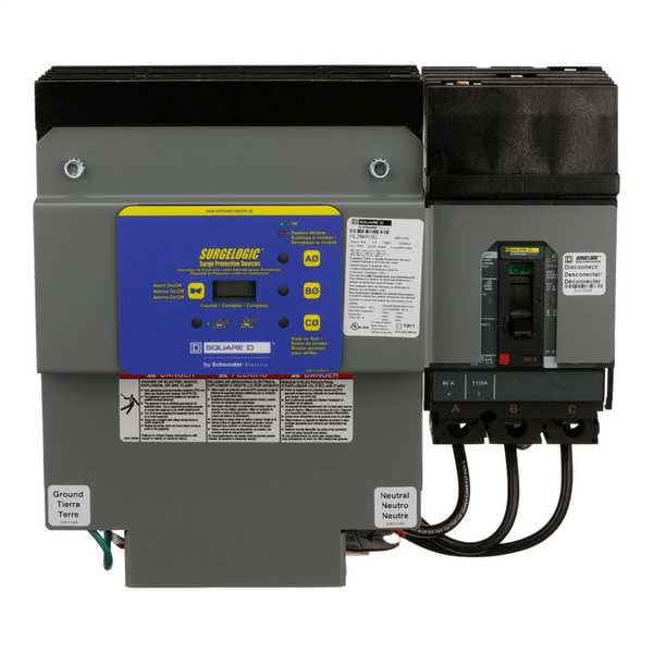 Square D Surge Protection Device, 3 Phase, 120/208V AC, 3 Poles, 4 Wires, 160kA - HL2IMA16C