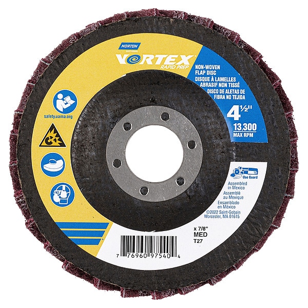 Disco de solapa Norton Abrasives, Óxido de aluminio, 4 1/2" de diámetro - 77696097540