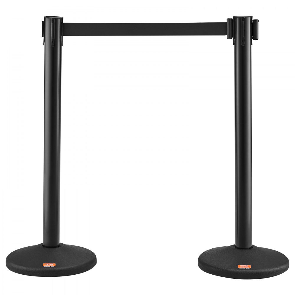 VEVOR Crowd Control Stanchions, 2-Pack Crowd Control Barriers with 6.5FT Black Retractable Belt, Plastic Stanchion Queue Post, Belt Barriers Line Divider Stanchion Set for Party, Airport, Exhibition - ZGGLZHSSLZX2HXDZWV0