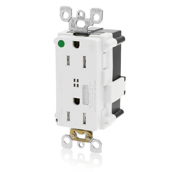 Leviton Surge Suppressor, 125V, 2 Poles, 3 Wires + Self-Ground - MT828-W
