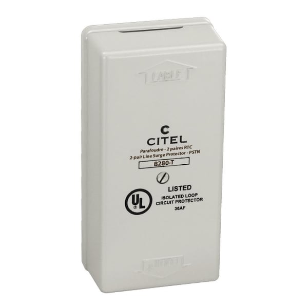 Citel 2-Pair Surface Mount Signal Line Protector, Indoor, Telco, Screw Terminals - B280-T
