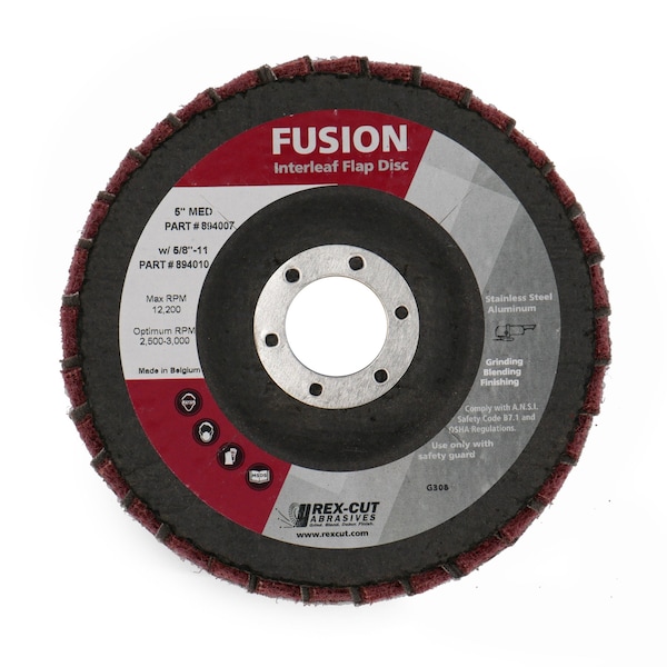 Disco de láminas Fusion Rex Cut de 5 pulgadas x 7/8 pulgadas T29 Disco de láminas Fusion Interleaf Grueso - 894007