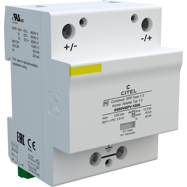 Citel Surge Protection Device, 1000V, 2 Wires - DS60VGPV-1000