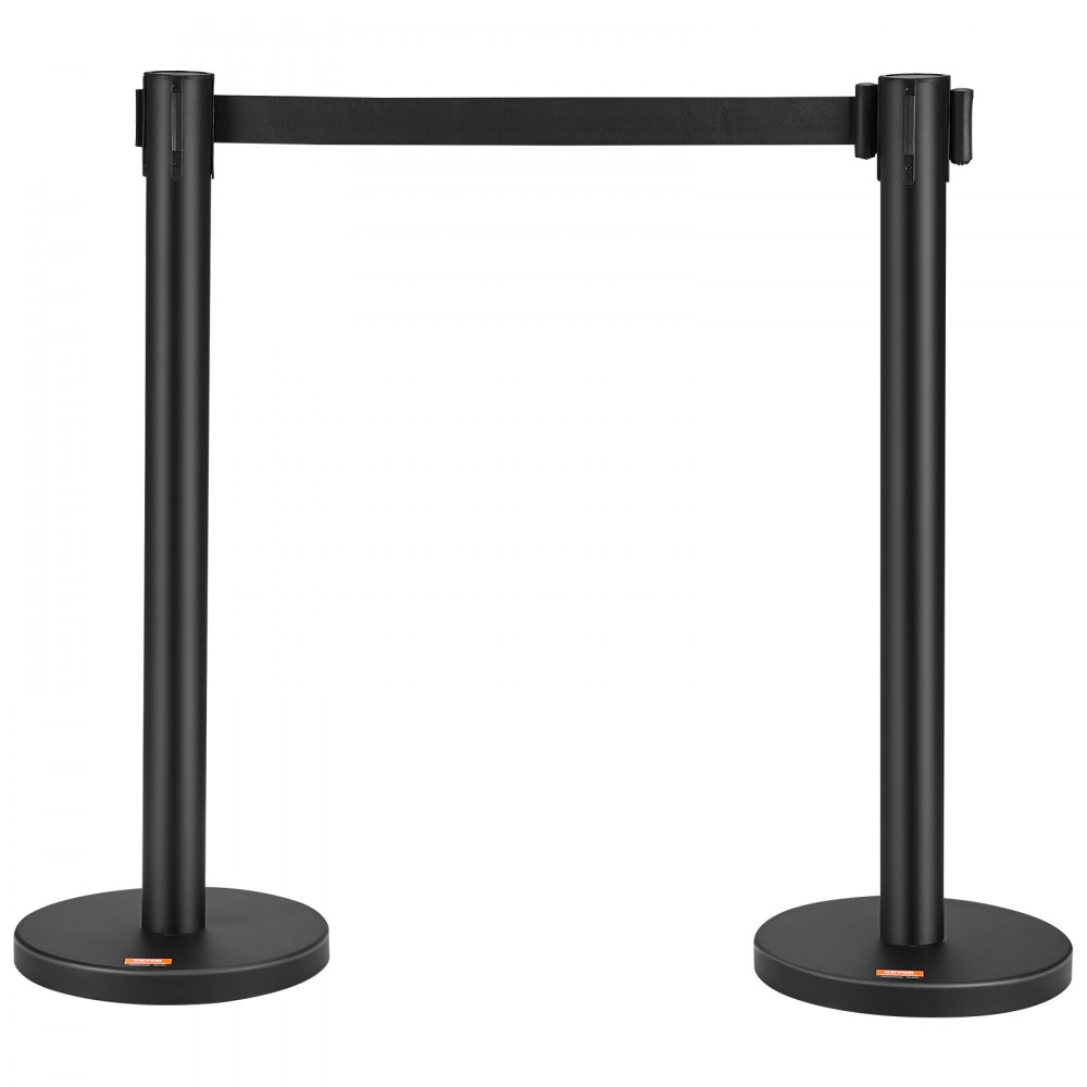 VEVOR Crowd Control Stanchions, 2-Pack Crowd Control Barriers, Carbon Steel Baking Painted Stanchion Queue Post with 6.5FT Black Retractable Belt, Belt Barriers Line Divider for Exhibition, Airport - ZGGLZHSTZX2JQAGPRV0