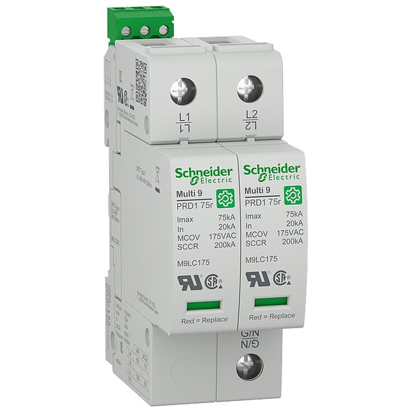 Schneider Electric Surge Arrester, 2 Phase, 120/240V, 2 Poles, 3 Wires - M9L12240