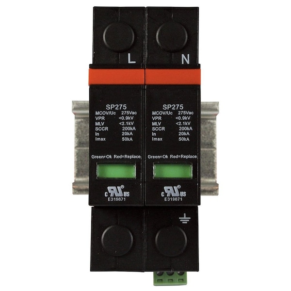 Automation Systems Interconnect Surge Protection Device, 1 Phase, 240V AC, 2 Poles, 2 Wires - ASISP275A-2P-S