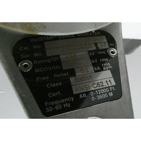 Eaton VARISTAR SURGE ARRESTER 120KV-AC SURGE SUPPRESSOR - USAA120098A5645A11