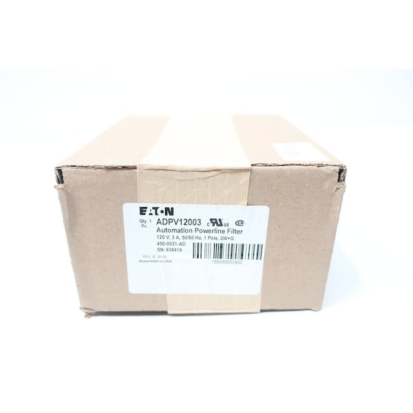 Eaton Power Noise Filter, 3A Max Amps, 120V Input Voltage - ADPV12003