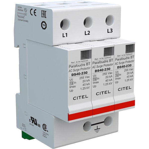 Citel Surge Protection Device, 3 Phase, 230/400V, 3 Wires - DS43S-230