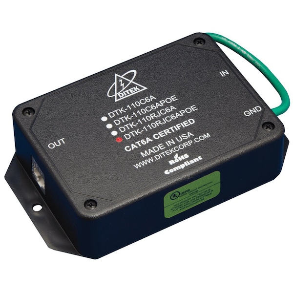 Ditek CAT6A POE SURGE PROTECTION, WITH RJ45 IN/ 110 OUT,  - DTK-110RJC6APOE