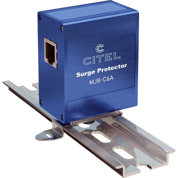 Citel DIN Rail Ethernet Protector, Cat 6, Rj45 In/Out - MJ8-C6A